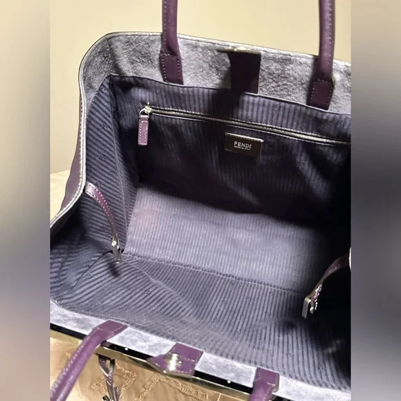 Fendi 2 Jours Plum Large Leather Tote Bag - Picture 7 of 17